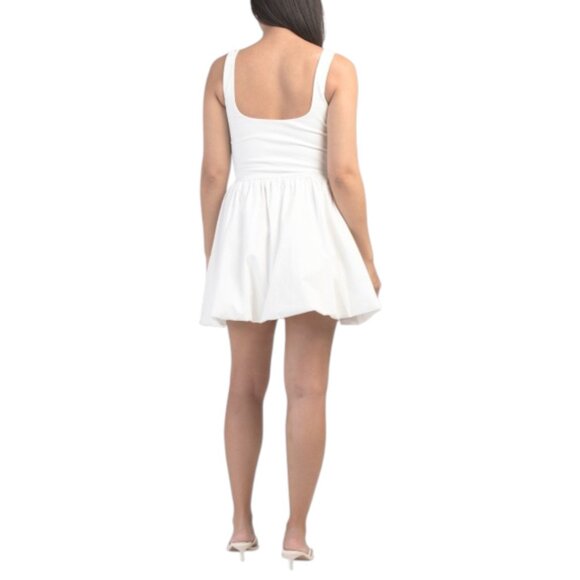 CAMILA COELHO Square Neck Mixed Media Bubble Hem Mini Dress - Picture 2 of 2
